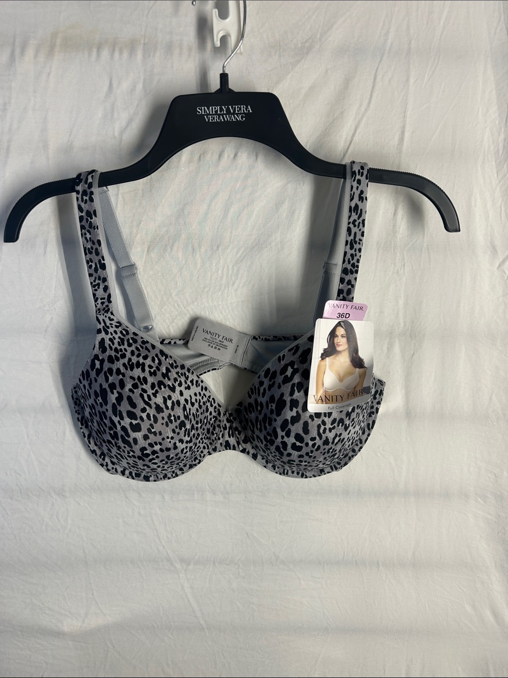 Vanity Fair Gray Leopard Print Underwire Bra with Molded Cups